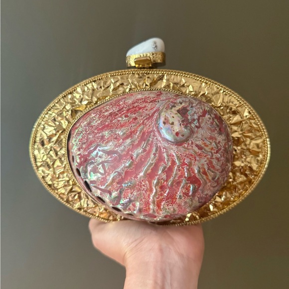 Gold and Pink Shell Clutch